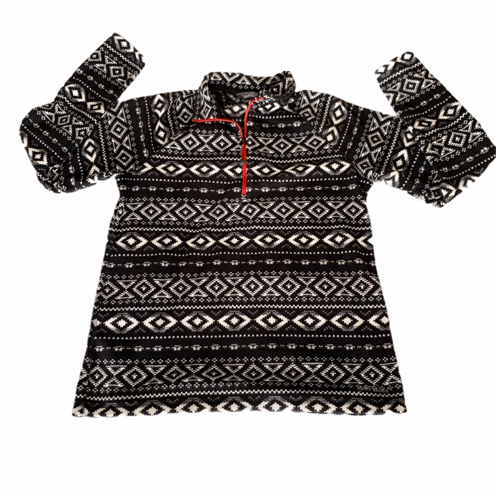 EDDIE BAUER Aztec Print Quarter Zip Fleece Size L
